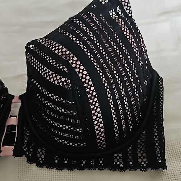 Victoria's Secret Women's Lightly Lined Underwire Push-Up Bra 36DD Pink/ Black - Picture 14 of 16
